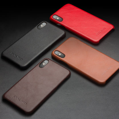 For iPhone X / XS QIALINO Shockproof Cowhide Leather Protective Case(Red) - More iPhone Cases by QIALINO | Online Shopping UK | buy2fix