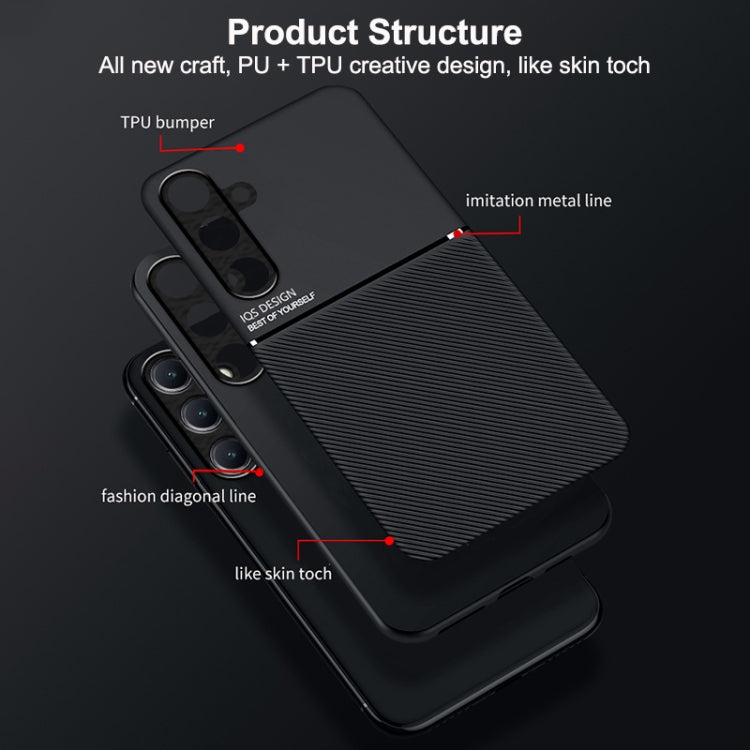 For Samsung Galaxy S25+ 5G Classic Tilt Strip Grain Magnetic PC Hybrid TPU Phone Case(Black) by buy2fix