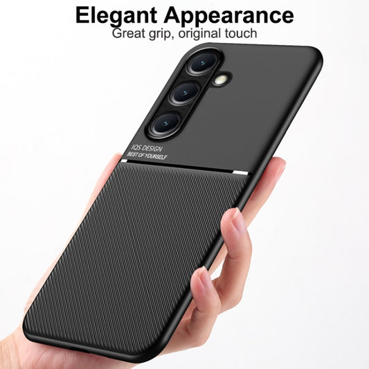 For Samsung Galaxy S25+ 5G Classic Tilt Strip Grain Magnetic PC Hybrid TPU Phone Case(Green) by buy2fix