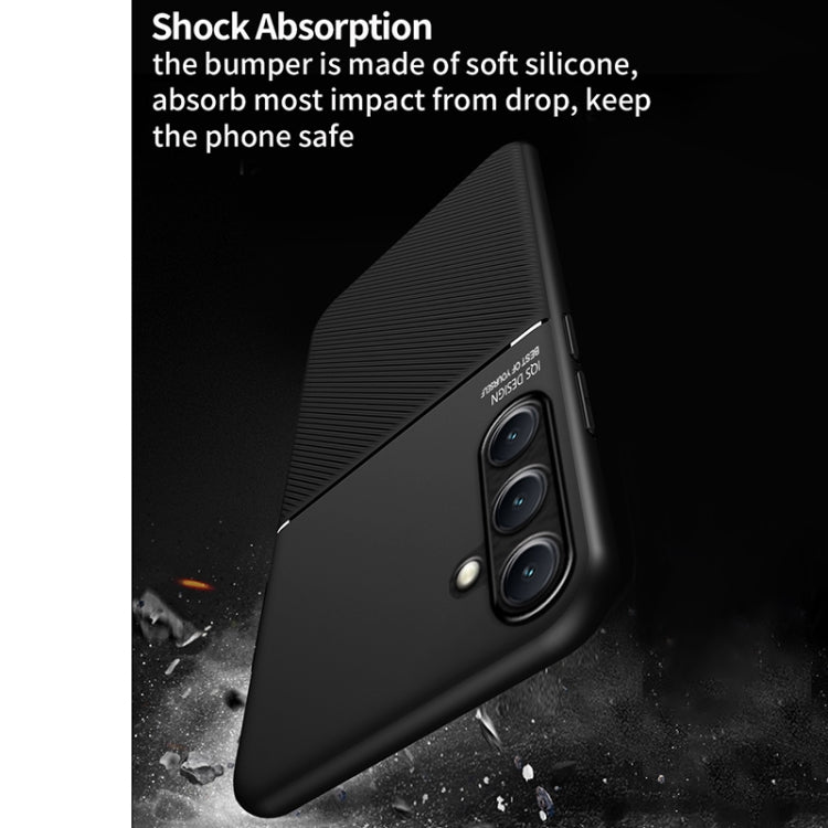 For Samsung Galaxy S25+ 5G Classic Tilt Strip Grain Magnetic PC Hybrid TPU Phone Case(Blue) by buy2fix