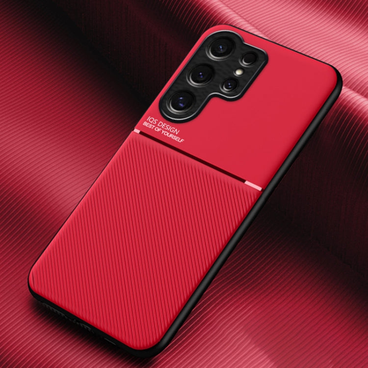 For Samsung Galaxy S25 Ultra 5G Classic Tilt Strip Grain Magnetic PC Hybrid TPU Phone Case(Red) - Galaxy S25 Ultra 5G Cases by buy2fix | Online Shopping UK | buy2fix