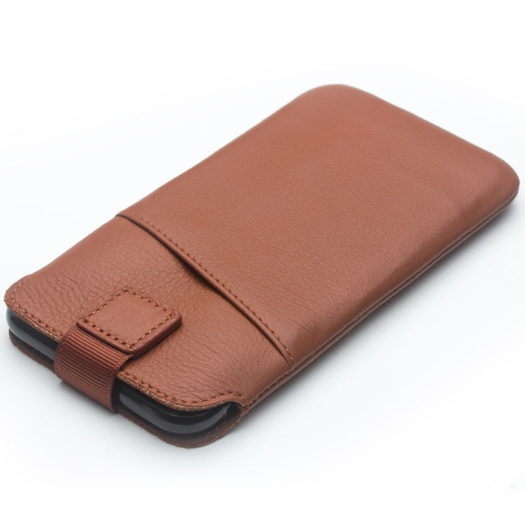 For iPhone XS Max QIALINO Nappa Texture Top-grain Leather Liner Bag with Card Slots(Brown) - More iPhone Cases by QIALINO | Online Shopping UK | buy2fix