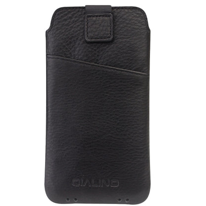 For iPhone XR QIALINO Nappa Texture Top-grain Leather Liner Bag with Card Slots(Black) - More iPhone Cases by QIALINO | Online Shopping UK | buy2fix