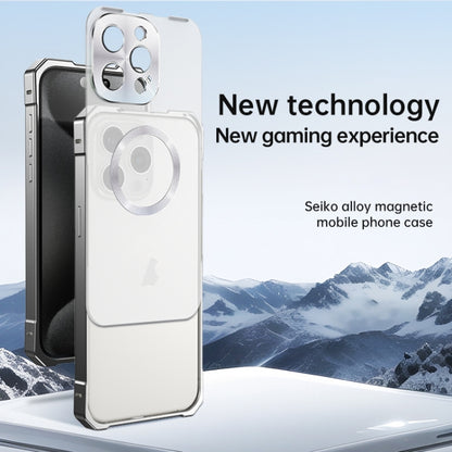 For iPhone 15 Pro Max Irregular Alloy Frame Fosted Translucent MagSafe Phone Case(Black) - iPhone 15 Pro Max Cases by buy2fix | Online Shopping UK | buy2fix