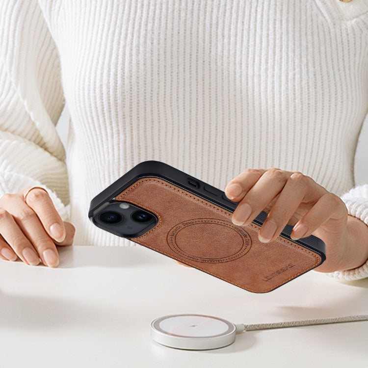 For iPhone 14 / 13 LC.IMEEKE Magsafe Phone Case(Brown) - iPhone 14 Cases by LC.IMEEKE | Online Shopping UK | buy2fix