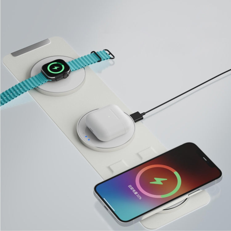 H34 15W 3 in 1 MagSafe Magnetic Folding Wireless Charger(White) - Wireless Charger by buy2fix | Online Shopping UK | buy2fix