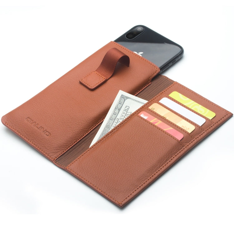 For iPhone X / XS QIALINO Nappa Texture Top-grain Leather Horizontal Flip Wallet Case with Card Slots(Brown) - More iPhone Cases by QIALINO | Online Shopping UK | buy2fix