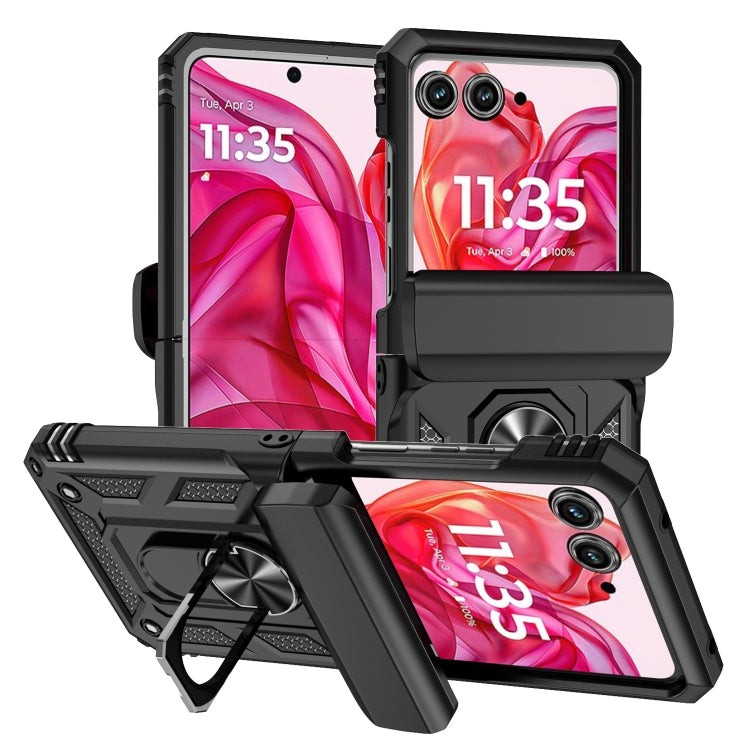 For Motorola razr 50 Sliding Camshield Holder Phone Case(Black) by buy2fix