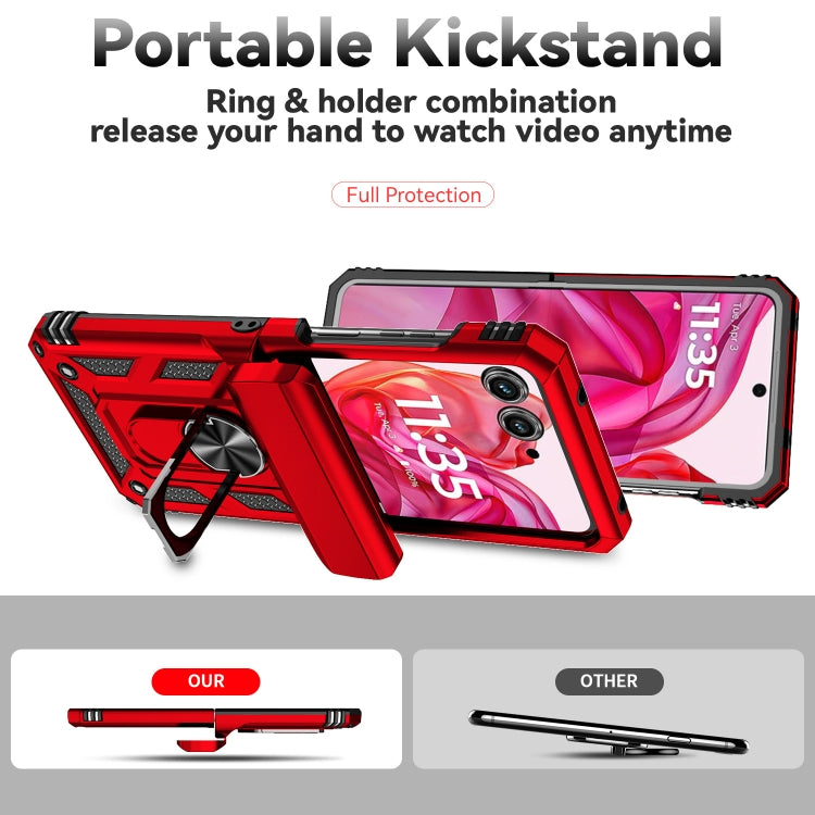 For Motorola razr 50 Sliding Camshield Holder Phone Case(Red) by buy2fix