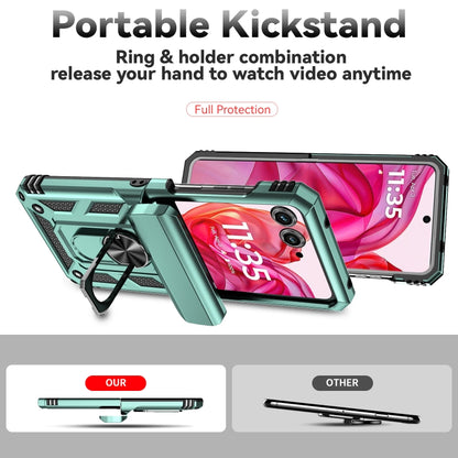 For Motorola razr 50 Sliding Camshield Holder Phone Case(Green) by buy2fix