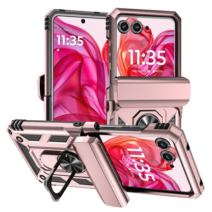For Motorola razr 50 Sliding Camshield Holder Phone Case(Rose Gold) by buy2fix