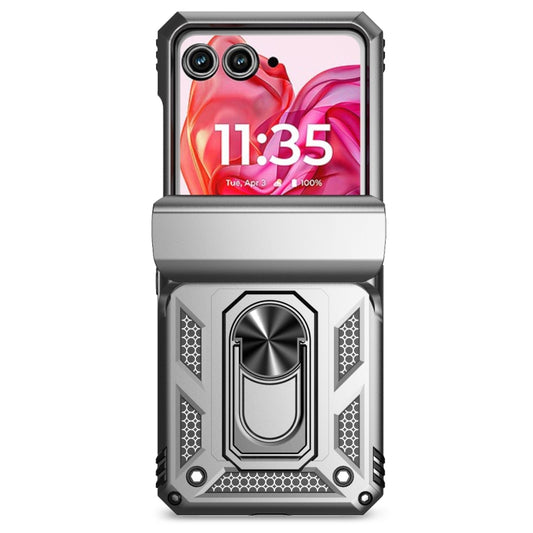For Motorola razr 50 Sliding Camshield Holder Phone Case(Silver) by buy2fix