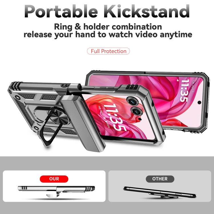 For Motorola razr 50 Sliding Camshield Holder Phone Case(Silver) by buy2fix