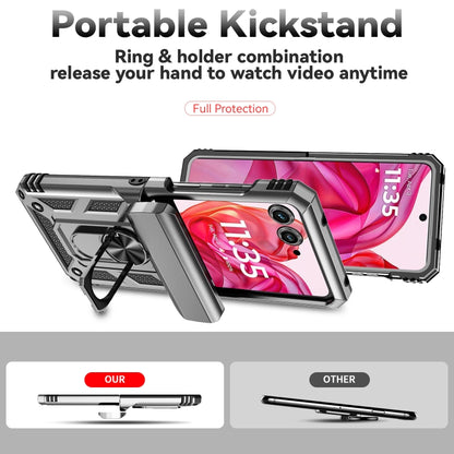 For Motorola razr 50 Sliding Camshield Holder Phone Case(Silver) by buy2fix