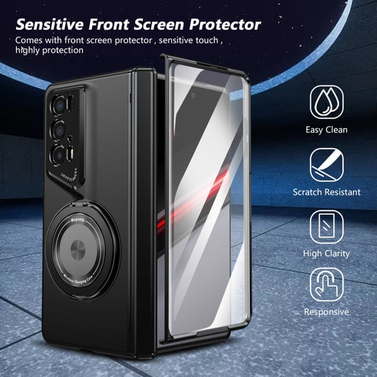 For Honor Magic V2 RSR Porsche Design Gold Medal Rotating Folding Series Ring Holder Phone Case(Black) - Honor Cases by buy2fix | Online Shopping UK | buy2fix