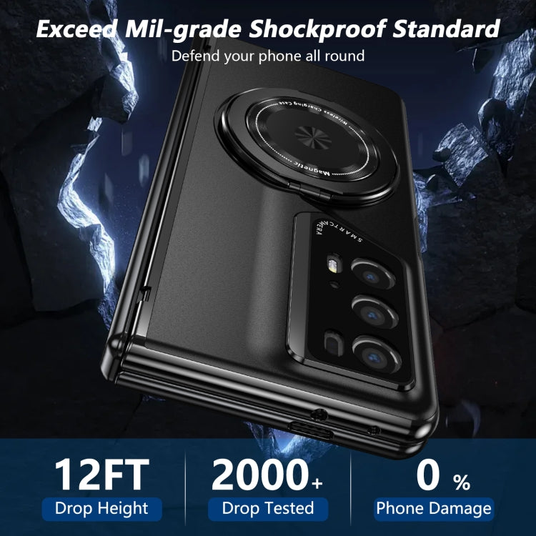 For Honor Magic V2 RSR Porsche Design Gold Medal Rotating Folding Series Ring Holder Phone Case(Black) - Honor Cases by buy2fix | Online Shopping UK | buy2fix