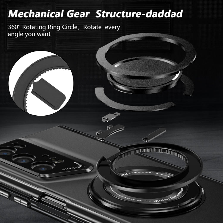 For Honor Magic V2 RSR Porsche Design Gold Medal Rotating Folding Series Ring Holder Phone Case(Black) - Honor Cases by buy2fix | Online Shopping UK | buy2fix