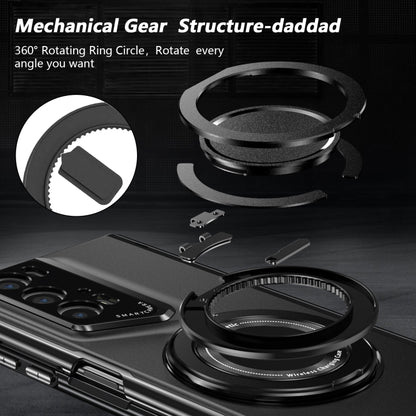 For Honor Magic V2 RSR Porsche Design Gold Medal Rotating Folding Series Ring Holder Phone Case(Black) - Honor Cases by buy2fix | Online Shopping UK | buy2fix