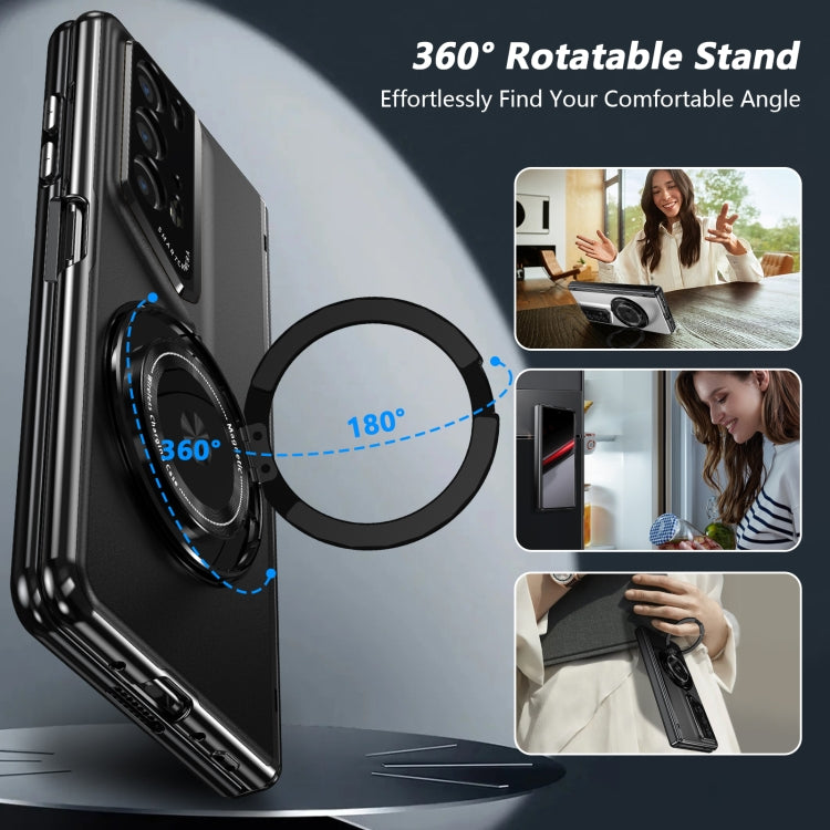 For Honor Magic V2 RSR Porsche Design Gold Medal Rotating Folding Series Ring Holder Phone Case(Black) - Honor Cases by buy2fix | Online Shopping UK | buy2fix