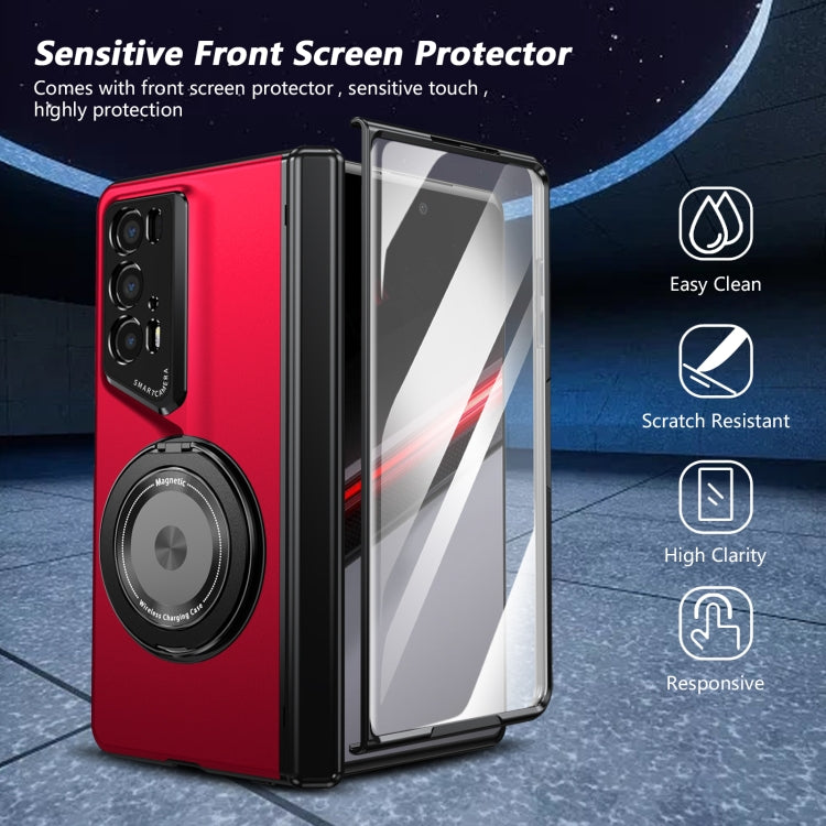 For Honor Magic V2 RSR Porsche Design Gold Medal Rotating Folding Series Ring Holder Phone Case(Red) - Honor Cases by buy2fix | Online Shopping UK | buy2fix