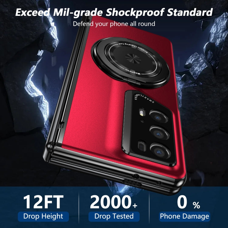 For Honor Magic V2 RSR Porsche Design Gold Medal Rotating Folding Series Ring Holder Phone Case(Red) - Honor Cases by buy2fix | Online Shopping UK | buy2fix