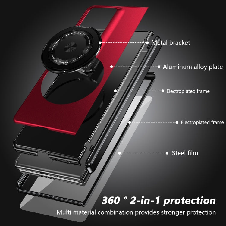 For Honor Magic V2 RSR Porsche Design Gold Medal Rotating Folding Series Ring Holder Phone Case(Red) - Honor Cases by buy2fix | Online Shopping UK | buy2fix