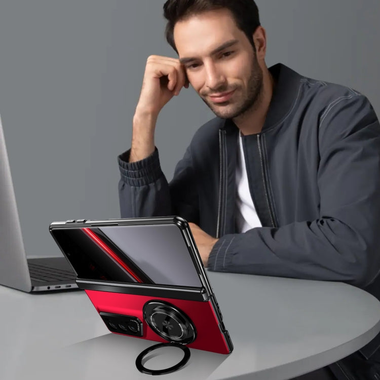 For Honor Magic V2 RSR Porsche Design Gold Medal Rotating Folding Series Ring Holder Phone Case(Red) - Honor Cases by buy2fix | Online Shopping UK | buy2fix