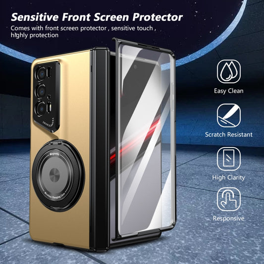 For Honor Magic V2 RSR Porsche Design Gold Medal Rotating Folding Series Ring Holder Phone Case(Gold) - Honor Cases by buy2fix | Online Shopping UK | buy2fix