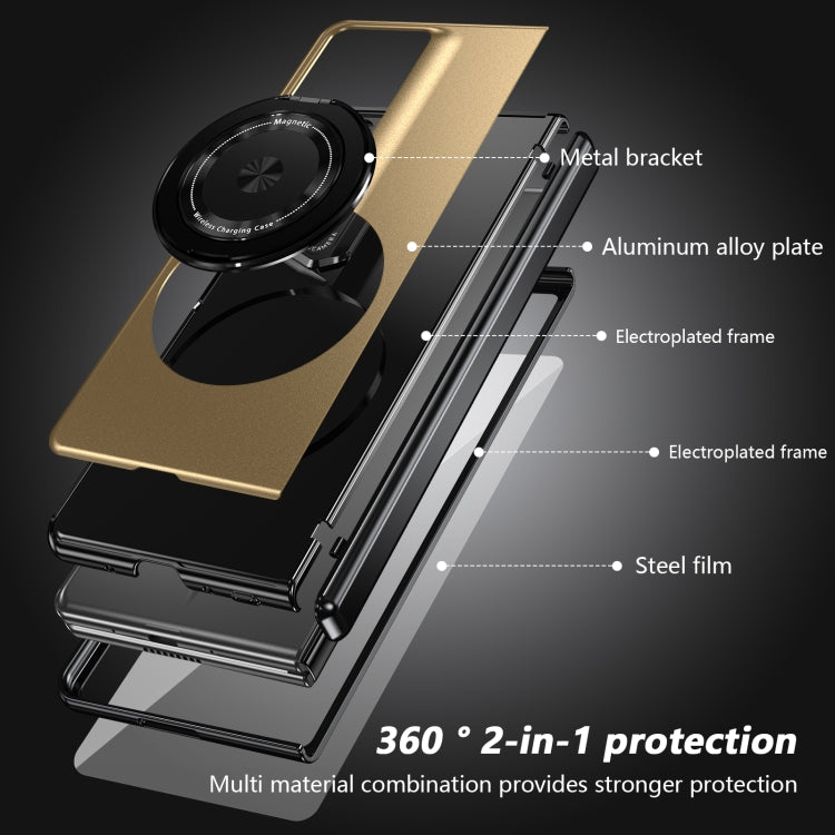 For Honor Magic V2 RSR Porsche Design Gold Medal Rotating Folding Series Ring Holder Phone Case(Gold) - Honor Cases by buy2fix | Online Shopping UK | buy2fix