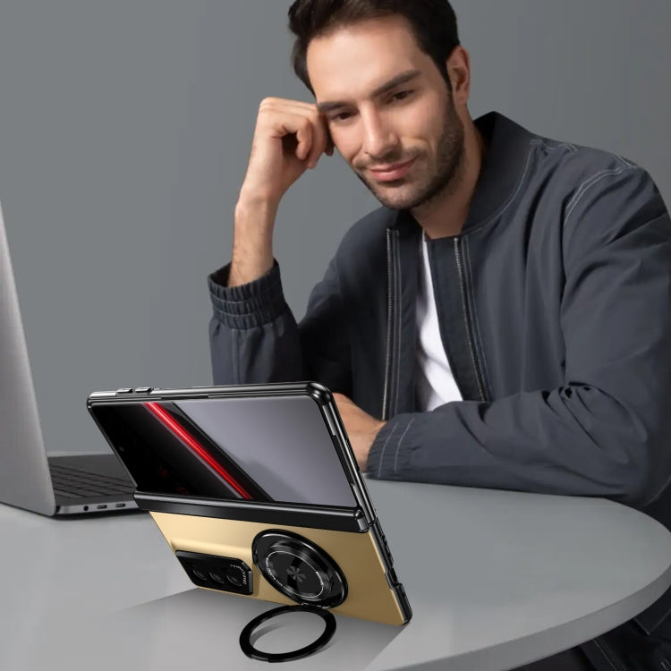 For Honor Magic V2 RSR Porsche Design Gold Medal Rotating Folding Series Ring Holder Phone Case(Gold) - Honor Cases by buy2fix | Online Shopping UK | buy2fix