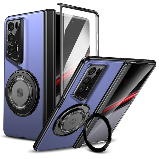 For Honor Magic V2 RSR Porsche Design Gold Medal Rotating Folding Series Ring Holder Phone Case(Blue) - Honor Cases by buy2fix | Online Shopping UK | buy2fix