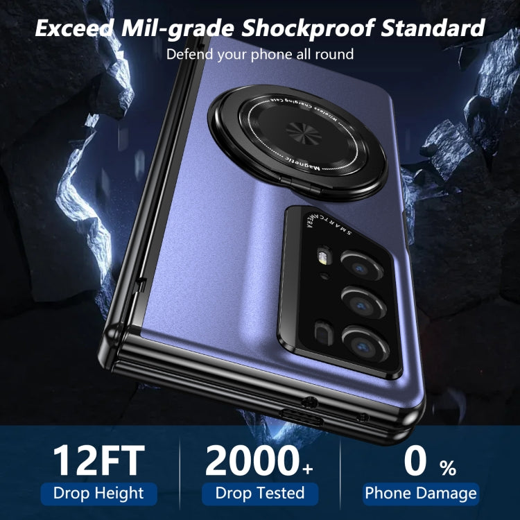 For Honor Magic V2 RSR Porsche Design Gold Medal Rotating Folding Series Ring Holder Phone Case(Blue) - Honor Cases by buy2fix | Online Shopping UK | buy2fix