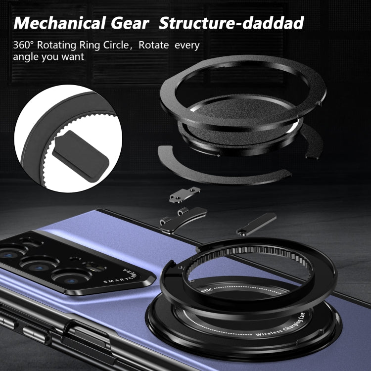 For Honor Magic V2 RSR Porsche Design Gold Medal Rotating Folding Series Ring Holder Phone Case(Blue) - Honor Cases by buy2fix | Online Shopping UK | buy2fix