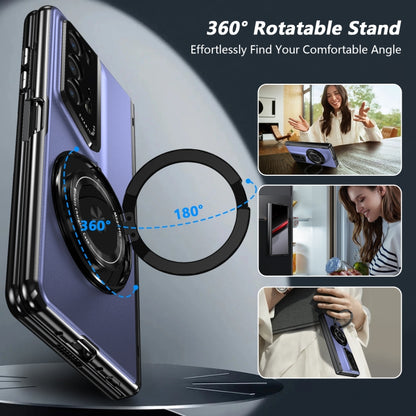 For Honor Magic V2 RSR Porsche Design Gold Medal Rotating Folding Series Ring Holder Phone Case(Blue) - Honor Cases by buy2fix | Online Shopping UK | buy2fix