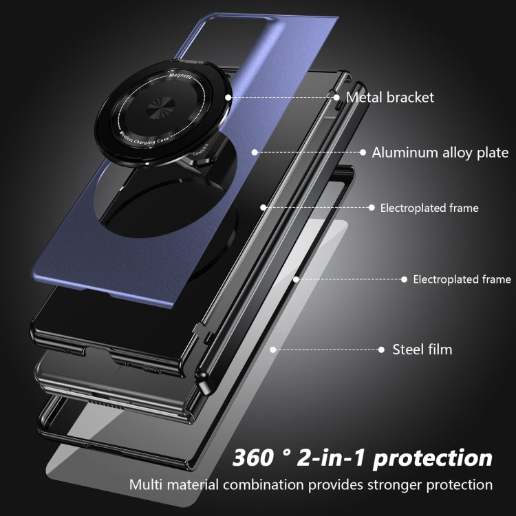 For Honor Magic V2 RSR Porsche Design Gold Medal Rotating Folding Series Ring Holder Phone Case(Blue) - Honor Cases by buy2fix | Online Shopping UK | buy2fix