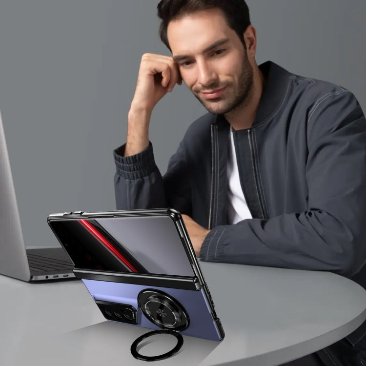 For Honor Magic V2 RSR Porsche Design Gold Medal Rotating Folding Series Ring Holder Phone Case(Blue) - Honor Cases by buy2fix | Online Shopping UK | buy2fix