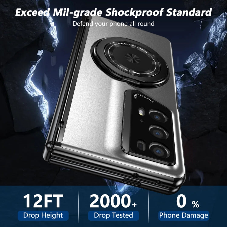 For Honor Magic V2 RSR Porsche Design Gold Medal Rotating Folding Series Ring Holder Phone Case(Silver) - Honor Cases by buy2fix | Online Shopping UK | buy2fix