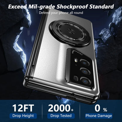 For Honor Magic V2 RSR Porsche Design Gold Medal Rotating Folding Series Ring Holder Phone Case(Silver) - Honor Cases by buy2fix | Online Shopping UK | buy2fix