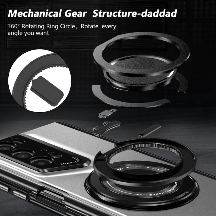 For Honor Magic V2 RSR Porsche Design Gold Medal Rotating Folding Series Ring Holder Phone Case(Silver) - Honor Cases by buy2fix | Online Shopping UK | buy2fix