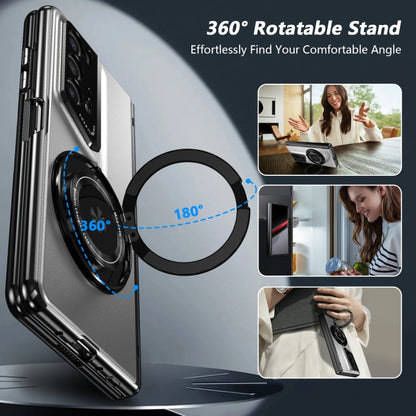 For Honor Magic V2 RSR Porsche Design Gold Medal Rotating Folding Series Ring Holder Phone Case(Silver) - Honor Cases by buy2fix | Online Shopping UK | buy2fix