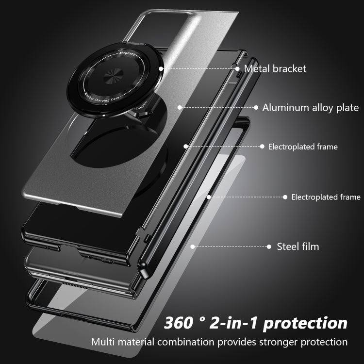 For Honor Magic V2 RSR Porsche Design Gold Medal Rotating Folding Series Ring Holder Phone Case(Silver) - Honor Cases by buy2fix | Online Shopping UK | buy2fix