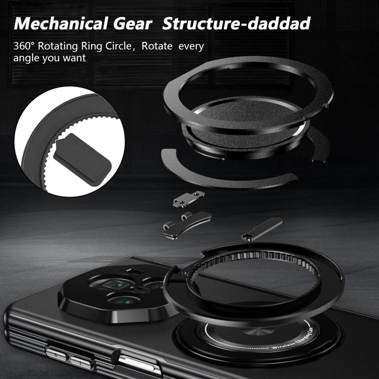 For Honor Magic V3 Gold Medal Rotating Folding Series Ring Holder Phone Case(Black) - Honor Cases by buy2fix | Online Shopping UK | buy2fix