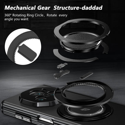 For Honor Magic V3 Gold Medal Rotating Folding Series Ring Holder Phone Case(Black) - Honor Cases by buy2fix | Online Shopping UK | buy2fix