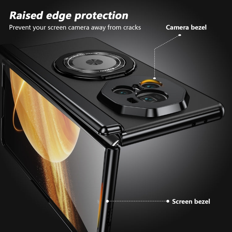 For Honor Magic V3 Gold Medal Rotating Folding Series Ring Holder Phone Case(Black) - Honor Cases by buy2fix | Online Shopping UK | buy2fix