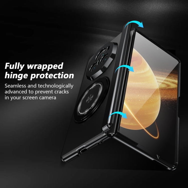 For Honor Magic V3 Gold Medal Rotating Folding Series Ring Holder Phone Case(Black) - Honor Cases by buy2fix | Online Shopping UK | buy2fix