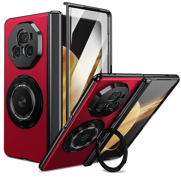 For Honor Magic V3 Gold Medal Rotating Folding Series Ring Holder Phone Case(Red) - Honor Cases by buy2fix | Online Shopping UK | buy2fix