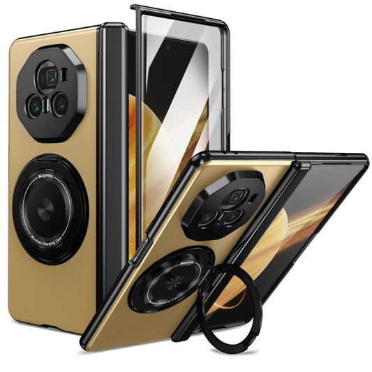 For Honor Magic V3 Gold Medal Rotating Folding Series Ring Holder Phone Case(Gold) - Honor Cases by buy2fix | Online Shopping UK | buy2fix