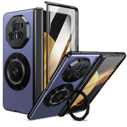 For Honor Magic V3 Gold Medal Rotating Folding Series Ring Holder Phone Case(Blue) - Honor Cases by buy2fix | Online Shopping UK | buy2fix