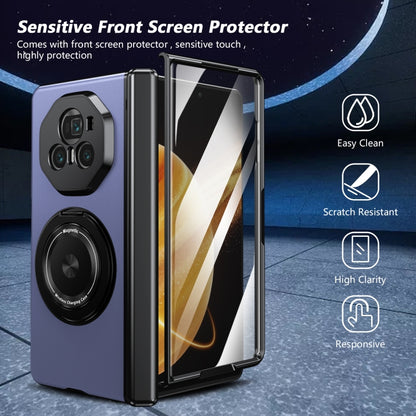 For Honor Magic V3 Gold Medal Rotating Folding Series Ring Holder Phone Case(Blue) - Honor Cases by buy2fix | Online Shopping UK | buy2fix