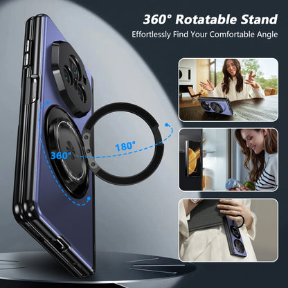 For Honor Magic V3 Gold Medal Rotating Folding Series Ring Holder Phone Case(Blue) - Honor Cases by buy2fix | Online Shopping UK | buy2fix